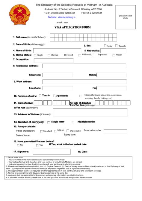 vietnam visa on arrival application form